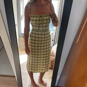 Faithfull The Brand Green Gingham Dress